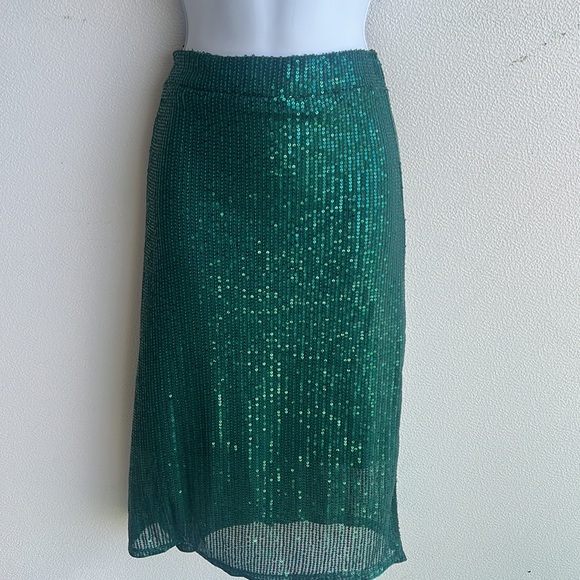 Love+Luxe Hunter Green Sequins Stretch Mermaid Skirt Women’s Size Small New - Picture 6 of 7